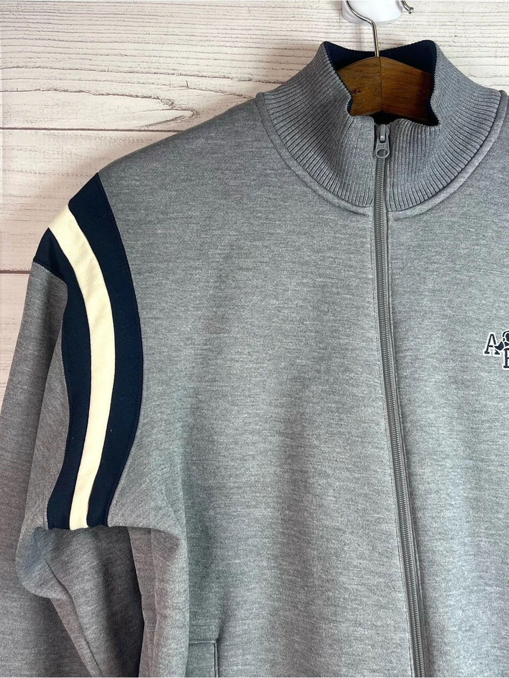 Vintage Abercrombie & Fitch Mens Gray Winged Foot Track Jacket Size L Preppy